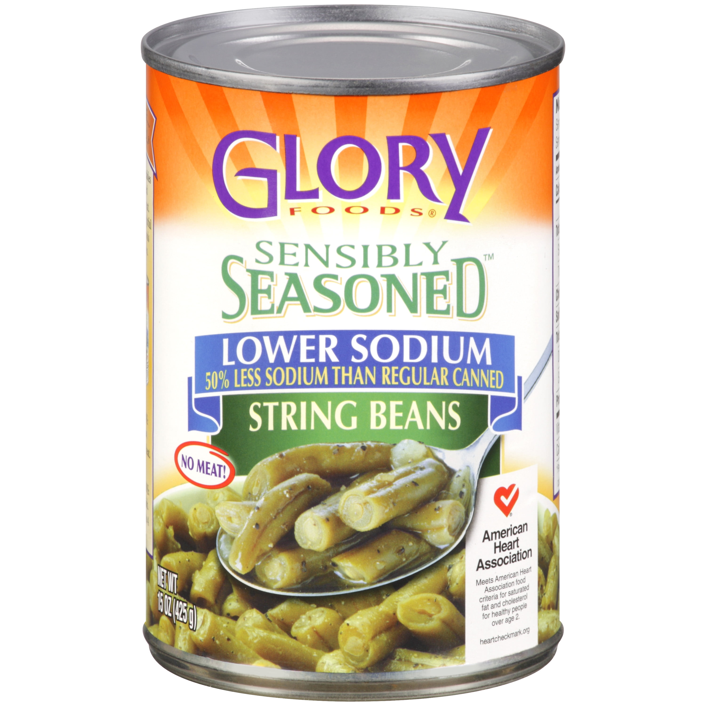 Glory Foods Sensibly Seasoned String Beans Lower Sodium Prepared Vegetable, 15.25 oz by McCall Farms, Inc