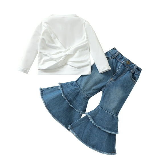 Sngxgn Girls 2 Piece Outfits Cute Crop Top Cargo Pants Trendy Clothing Sets(White,130)