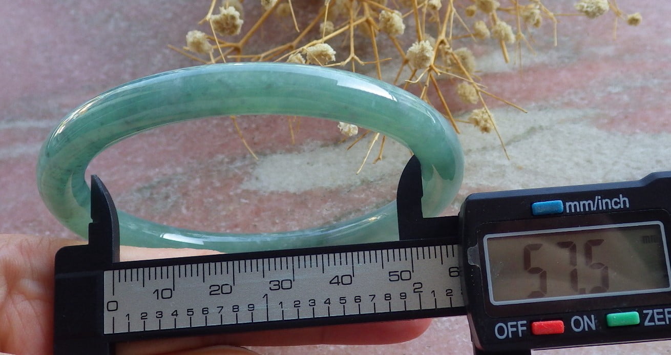 Icy Green Natural A JADE Jadeite Circle Bangle Bracelet 57 mm 683837 TN