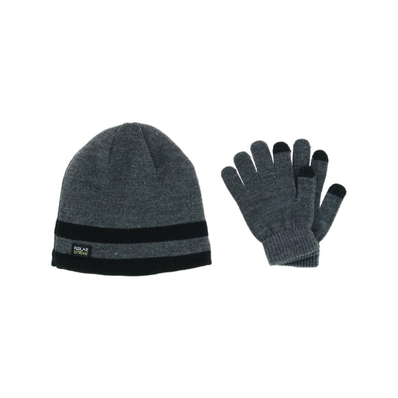 Polar Extreme Ensemble Garçon Taille Unique Chapeau à Double Rayure et Gants pour Textos