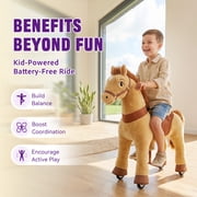 PonyCycle Kid-Powered Ride-On Horse Toy, No Battery, Hand Brake, Ages 4–7, Light Brown, E436