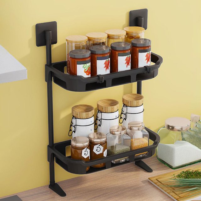 Feltree No Drill Bathroom Storage Rack, Multifunctional Wall Mounted 2-Tier Organizer for Bathroom Sink and Kitchen, Over Toilet Shelf with Hooks, Easy Installation without Tools