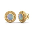 thumbnail image 2 of 6mm Round Opal 925 Sterling Silver Gold Vermeil Minimalist Women Mother's Day Gift Stud Earring, 2 of 4