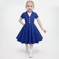 thumbnail image 2 of Gelikeya Girls Easter Dresses Size 10 Party Short Sleeve Gown Dress Kid Dots Prints Floral Children Girl Clothes Spring Summer Dresses(Toddlers, Z04-Navy, 5-6 Years), 2 of 4