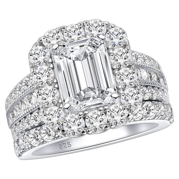 SHELOVES 3.6Ct Emerald Cut Wedding Ring Sets For Women AAAAA Cubic Zirconia Bridal Sets 925 Sterling Silver Size 7