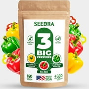 SEEDRA.US 3 Bell Peppers - 150 Seeds of California Wonder, Golden Cal Wonder, Big Red Bell Pepper for Planting - Variety Pack of Red, Yellow and Green Peppers and Free 350+ Lettuce Buttercrunch Seeds