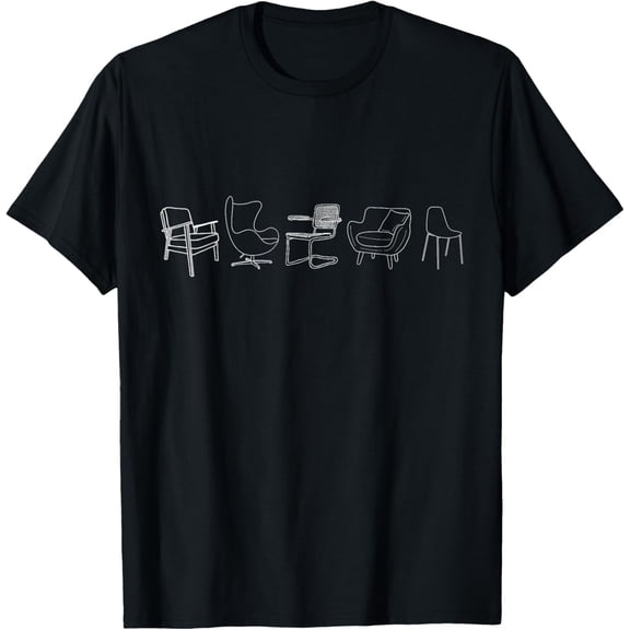 Midcentury Modern Chairs Eames Knoll Interior Designers Dark T-Shirt men and women can wear, black, white, gifts