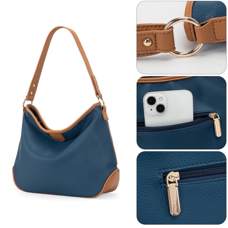 Montana West Soft Hobo Bag, Two-Tone Blue photo 5