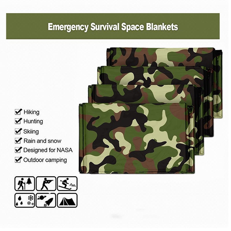 Camping Exclusivo Bolsillo Emergency Thermal Blankets Survival kit Camping Blanket Perfect for Outdoors Hiking 4-Pack 