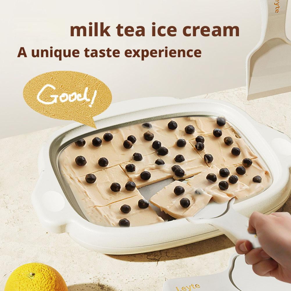 Stainless Steel Rolled Ice Cream Maker Kit for Home Use, DIY Instant Ice Cream Roll Tray with 2 Scrapers for Yogurt & Sorbet