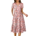 thumbnail image 1 of Vestido ANRABESS, casual, de verano, manga corta, cuello en V, midi para mujer, 1 of 7
