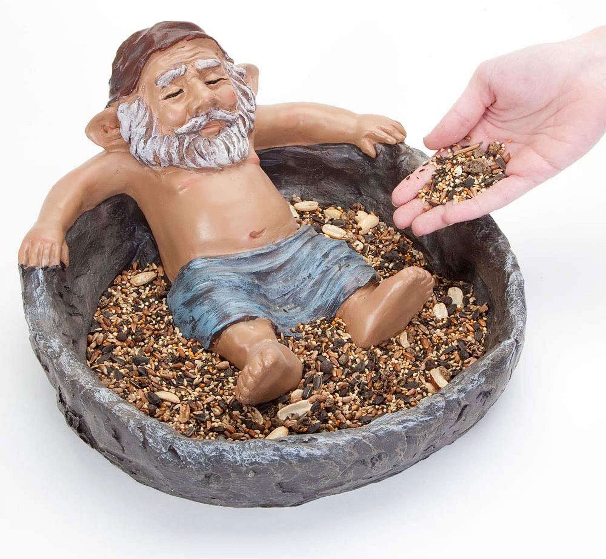 Bits and Pieces - Gnome Relaxing Pool Birdbath Statue - Whimsical Polyresin Garden Decor, Outdoor Elf Sculpture for Patio, Yard or Poolside, 12" Wide