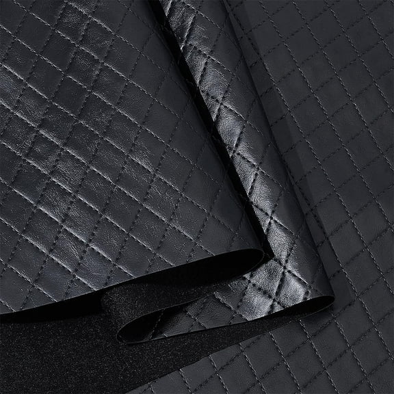 1.5yard Diamond Quilted Pattern Leather Fabric 11.8inch Wide Soft Imitation Leather Material for Handbags Sofa Accessories and Craft Supplies Black 0.8mm Thick making