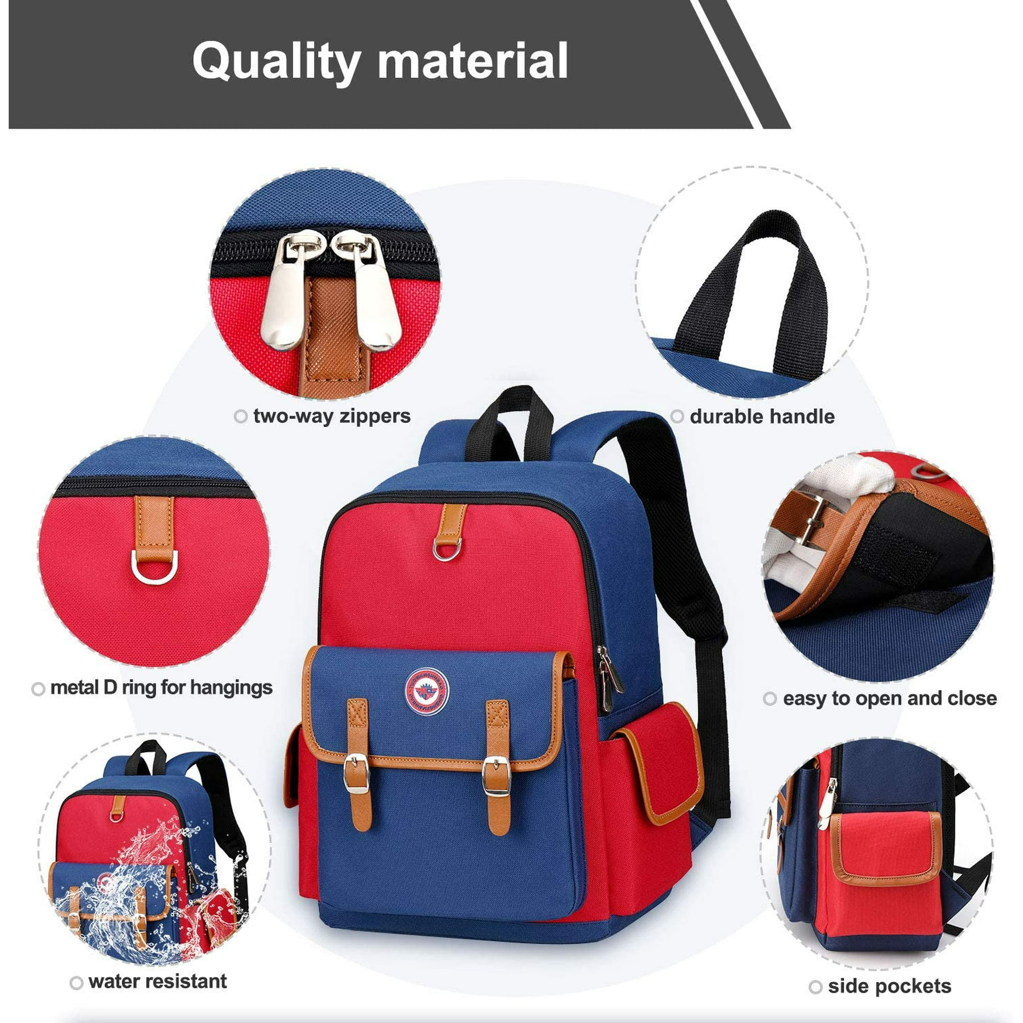 BLUEFAIRY Kids Backpack Set For Boys - Elementary School Bookbag With Lunch Bag, Durable Red Set