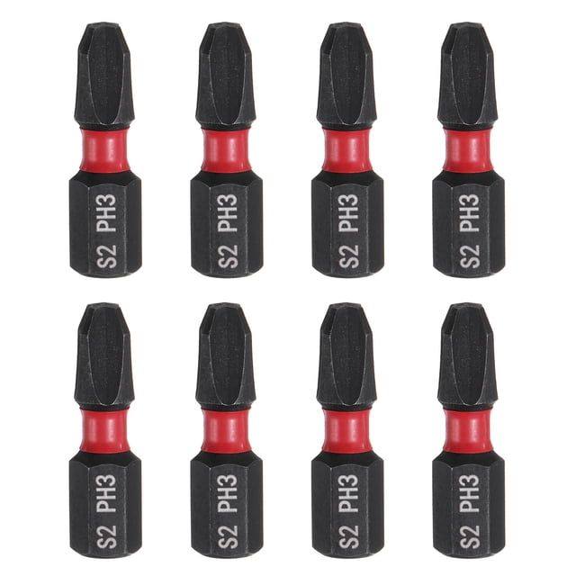 Uxcell 8 piezas PH3 Punta de destornillador Phillips 1/4" Hex Shank 25mm/1" Longitud Magnética Cabeza Cruz Hex Bits S2 Acero Punta de destornillador Grado Industrial Brocas de Taladro Eléctrico
