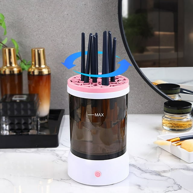 HLONK Nettoyeur Électrique de Pinceaux de Maquillage Alimenté par USB, Appareil de Nettoyage Automatique Rotatif avec Bol de Grande Capacité pour Pinceaux de Taille, Sécheuse Professionnelle à Nettoyage en Profondeur, Outil de Beauté pour Maquillage A