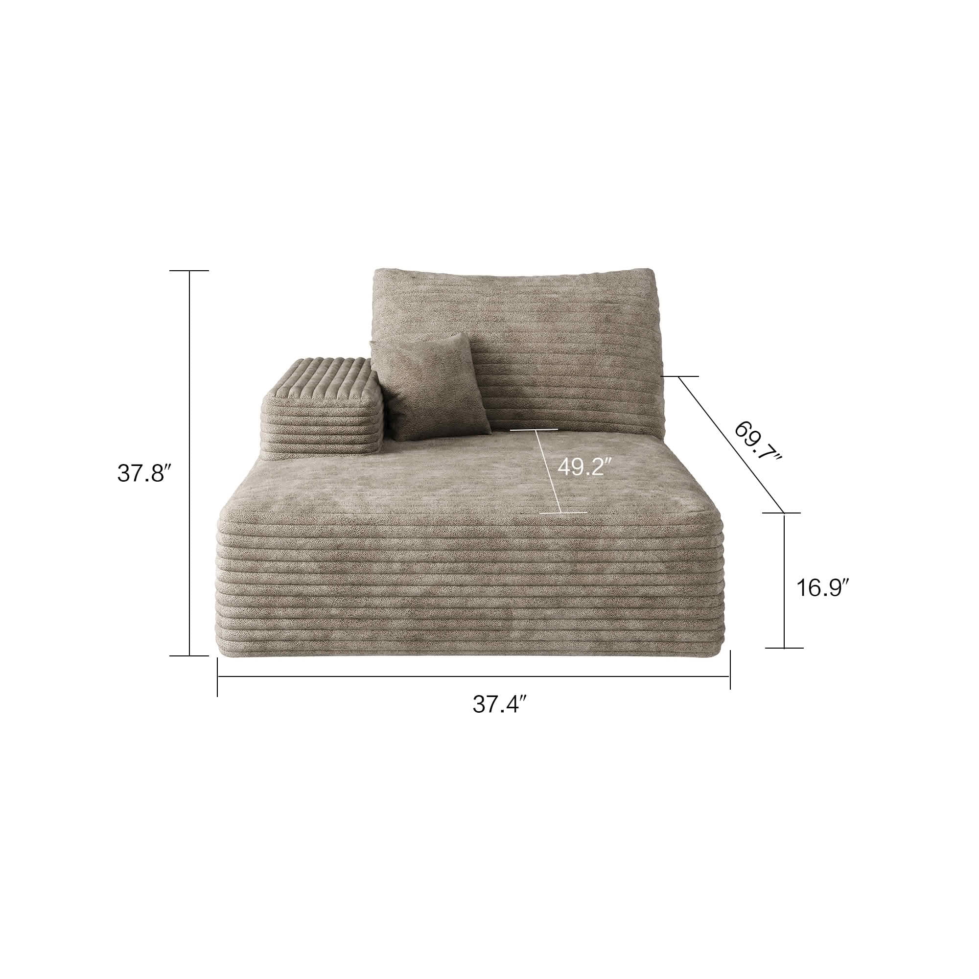 MAYEERTY Cloud Sectional Sofa, Plush Corduroy Modular Right Side Chaise, No Assembly Required，Camel