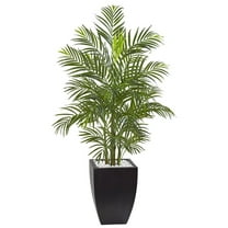 Nearly Natural 4.5 ft. Areca Palm Tree with Black Wash Planter UV Resistant (Indoor/Outdoor)