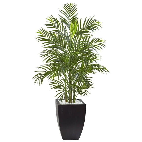 Nearly Natural 4.5 ft. Areca Palm Tree with Black Wash Planter UV Resistant (Indoor/Outdoor)