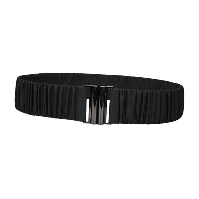 Cinturón elástico para mujer, accesorio de ropa, decoración, cinturón plisado Negro