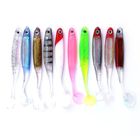 10PCS 5g/10cm Soft Lure T Tail Soft Baits Artificial Blackfish Striped Bass Fishing Gear Tackles