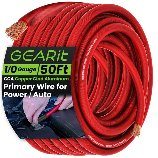 Wire GearIt calibre 1/0 (15 m), aluminio rojo translúcido revestido de cobre