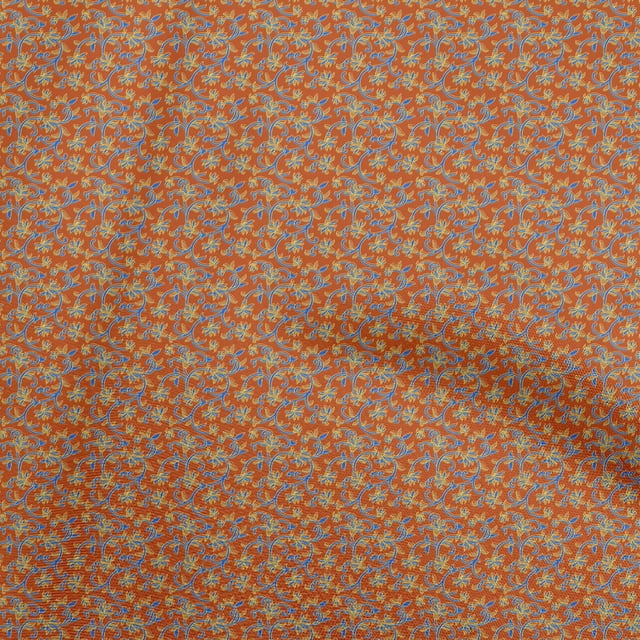 oneOone Rayon Orange Fabric Kalamkari Craft Projects Decor Fabric Printed By The Yard 56 Inch Wide