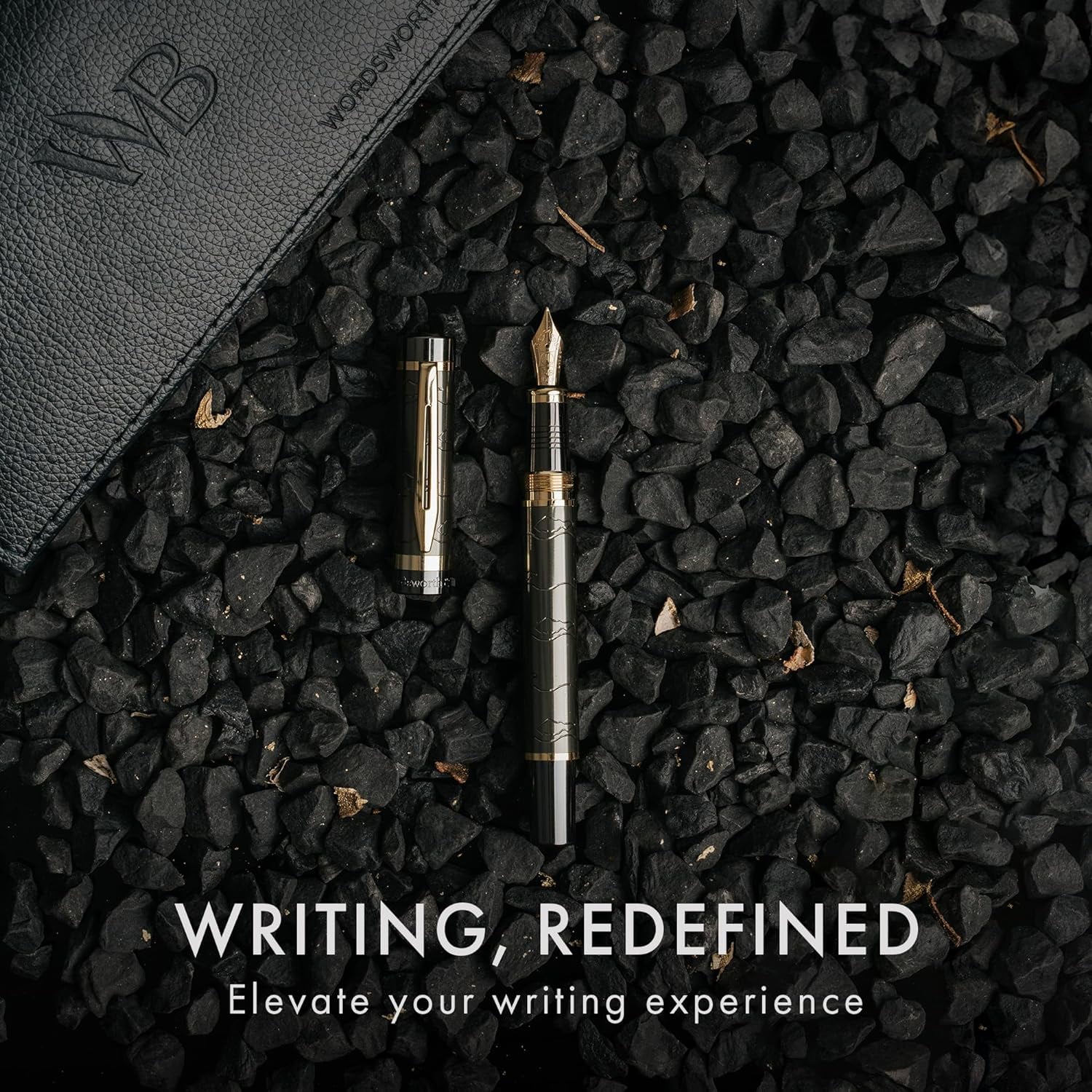 Wordsworth & Black Primori Fountain Pen Set [Gunmetal Gold]; Medium Nib, Gift Case, 06 Ink Cartridges, Refill Converter, Manual; Journaling, Calligraphy, Smooth Writing Pens; Left and Right Handed