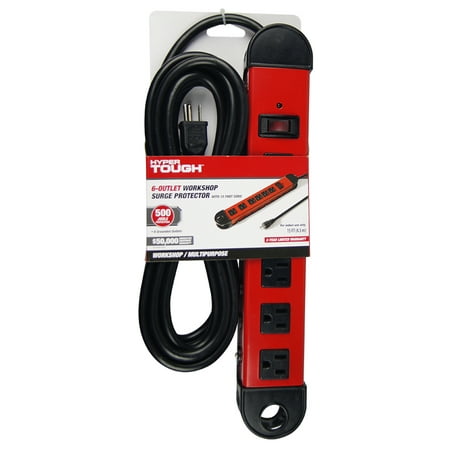 Hyper Tough 6-Outlet 15ft Cord Metal Surge with 500-Joule Protection