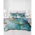 thumbnail image 3 of Turquoise Blue Twin XL Size Down Alternative Comforter, Lightweight Comforter Quilt Bedding Set with Pillow Shams Modern Teal Gold Marble Textured All Seasons Bed Comforter Duvet Insert 68"x98", 3 of 7