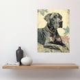 thumbnail image 2 of Great Dane Dog with Floral Pattern Modern Linocut Illustration Large Wall Art Poster Print Thick Paper 18X24 Inch, 2 of 5