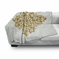 thumbnail image 3 of Mandala Soft Flannel Fleece Blanket, Victorian Style Traditional Filigree Inspired Royal Oriental Classic Print, Cozy Plush for Indoor and Outdoor Use, 50" x 60", Pale Caramel White, by Ambesonne, 3 of 6