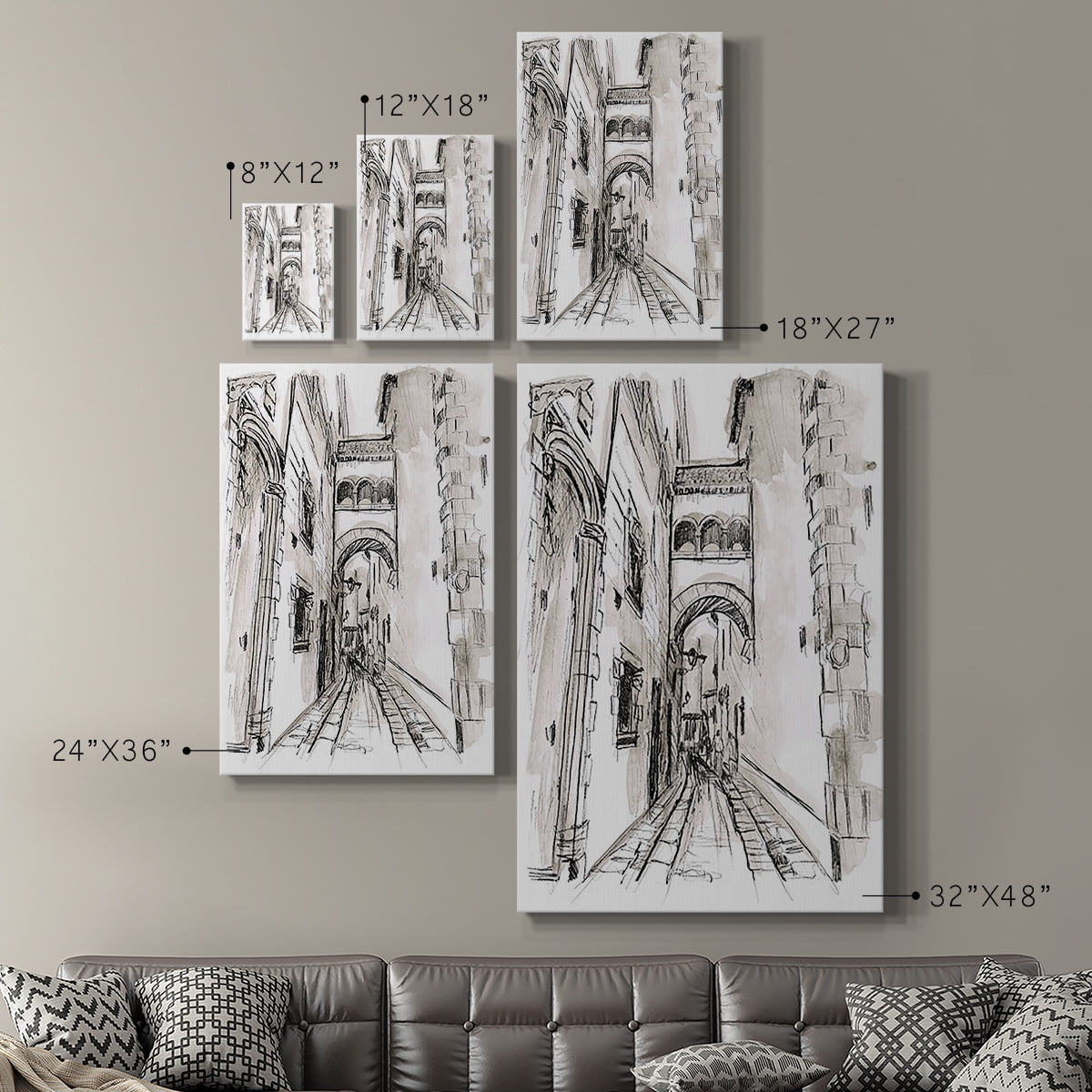 Europe Street Sketches II Premium Gallery Wrapped Canvas - Ready to Hang