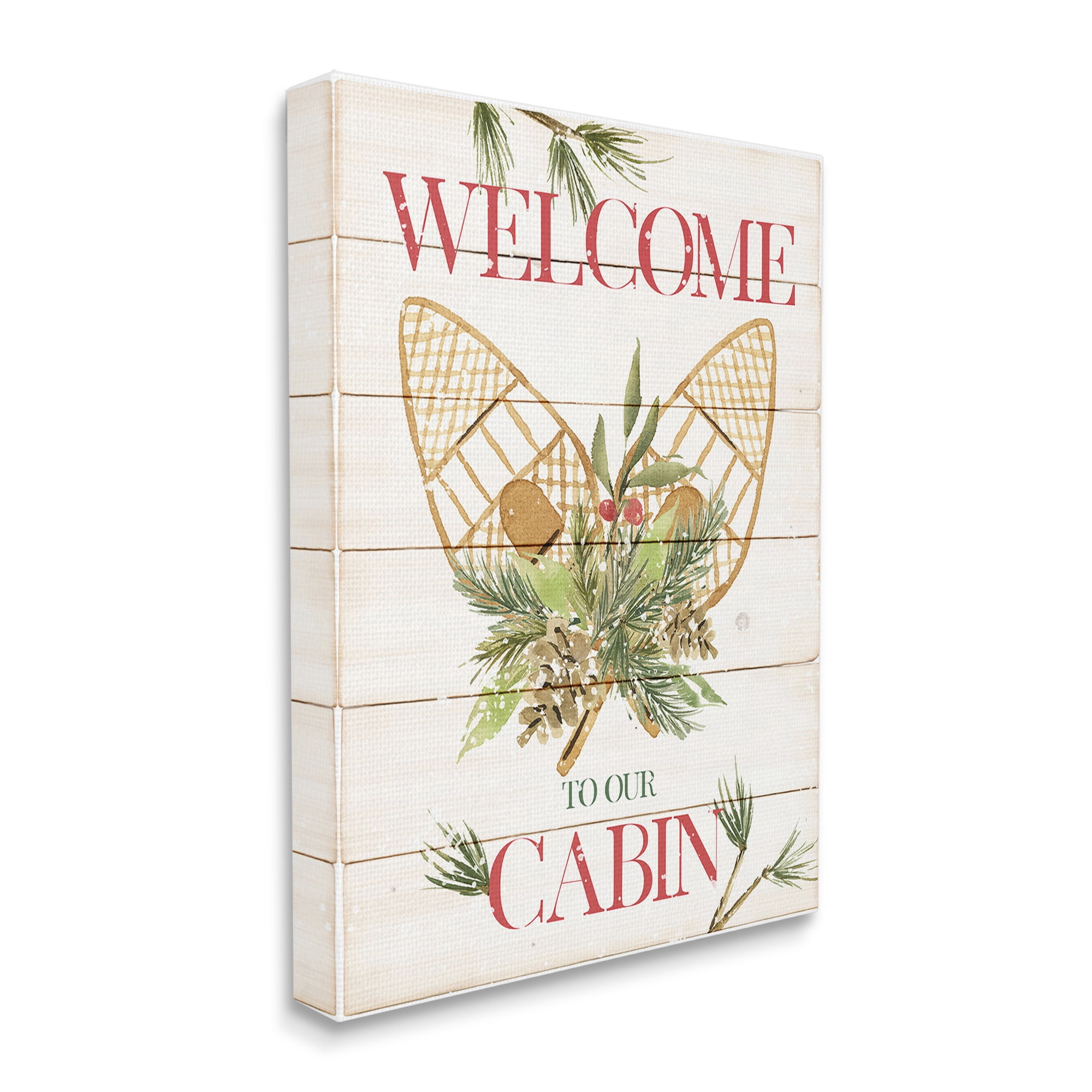 Stupell Industries Rustic Cabin Welcome Botanical & Floral Painting Gallery Wrapped Canvas Art Print Wall Art, 24 x 30