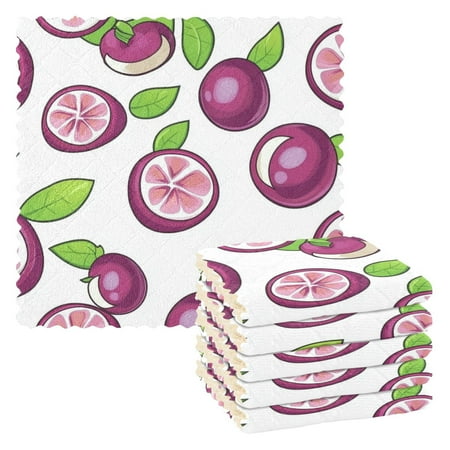 

6 Pack Kitchen Dish Towels 11 Inch x 11 Inch Reusable Cleaning Cloths for Washing Dishes Dish Cloths for Drying Dishes Purple Mangosteen