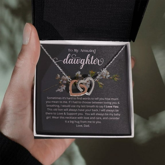 To My Daughter Necklace (From Dad) Interlocking Hearts Necklace, Father to Daughter , Birthday To Daughter From Dad, Love Dad, Multi Interlocking Heart Necklace