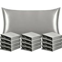 Ntbay 12 Pack Silk Satin King Pillowcases for Hair and Skin, Luxury and Soft Pillow Cases with Envelope Closure, 20" x 36", Gray