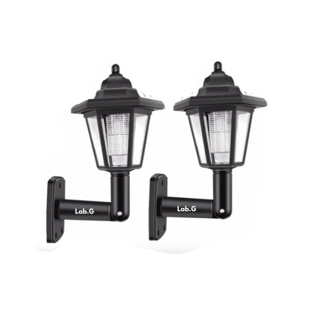 2 Piezas Lámparas Español Led Solar Farol Pared Lab.G Negro