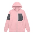 thumbnail image 2 of HomeDM Sweatshirt for Women Long Sleeve Full-Zip Hooded with Pocket Color Block Casual Outerwear, 2 of 8