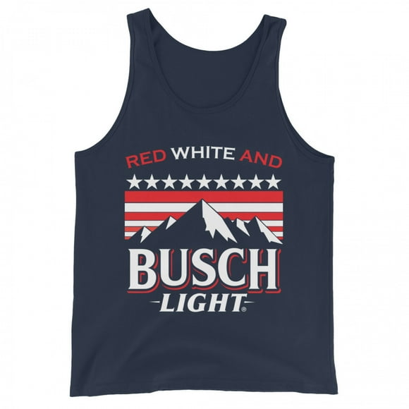 Busch Light Red White and Busch Light Mountains Navy Tank Top-Medium