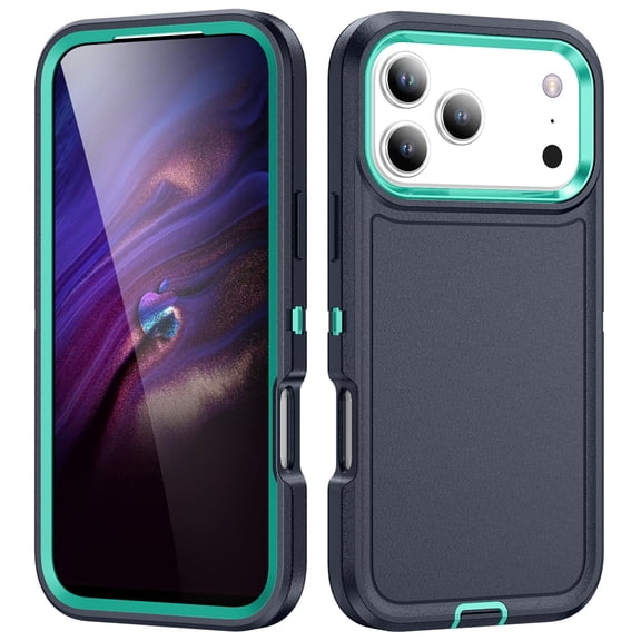 Rugged Case for iPhone 17 Pro, Heavy Duty Triple-Layers Military Grade Shockproof Cover, Scratch Resistant Non-Slip Camera Lens Protection Hybrid Case for iPhone 17 Pro, Green