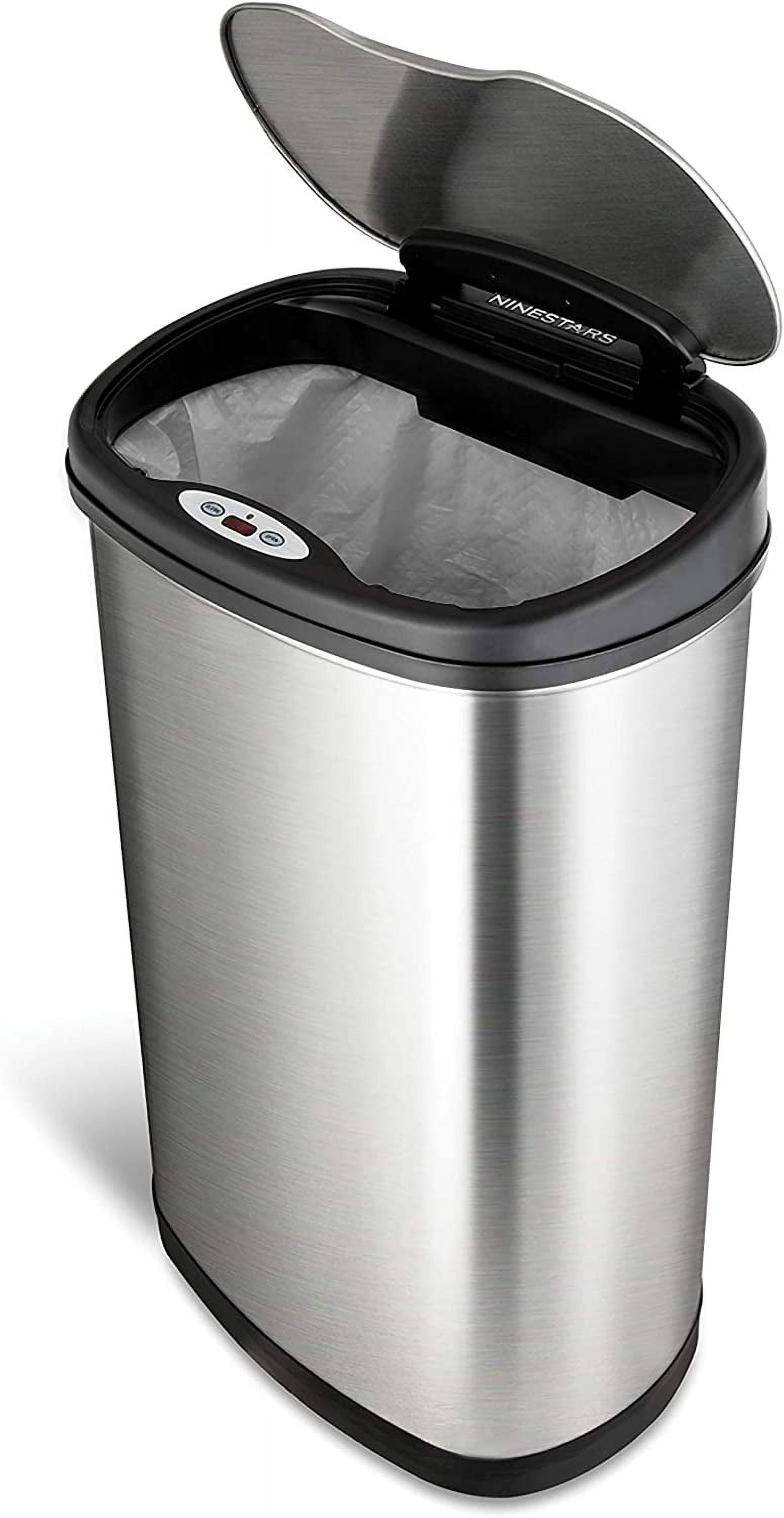NINESTARS Gallon Rectangular Motion Sensor Trash Can With