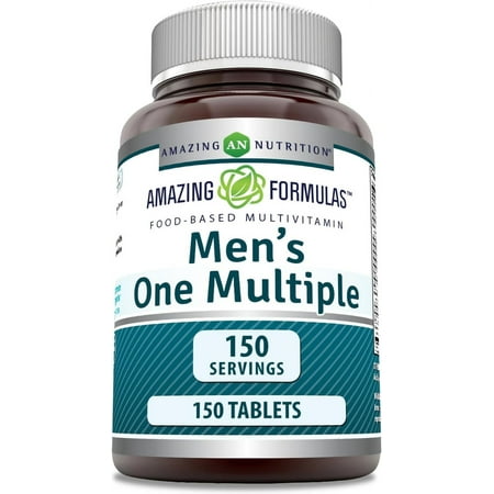 Amazing Formulas Men's One Multiple 150 Tablets | Multivitamin Supplement for Men | Perfect Blend of Vitamin A, C, E, B6, B12, Calcium and Minerals, 25 Million CFU Probiotics & More | Made in USA