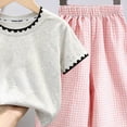 thumbnail image 4 of KPOPLK Baby Girl Summer Clothes Toddler Infant Outfit Short Sleeve Letter T Shirt Tops and Stretch Shorts Clothing Set Size 9-10 Years,Pink, 4 of 4