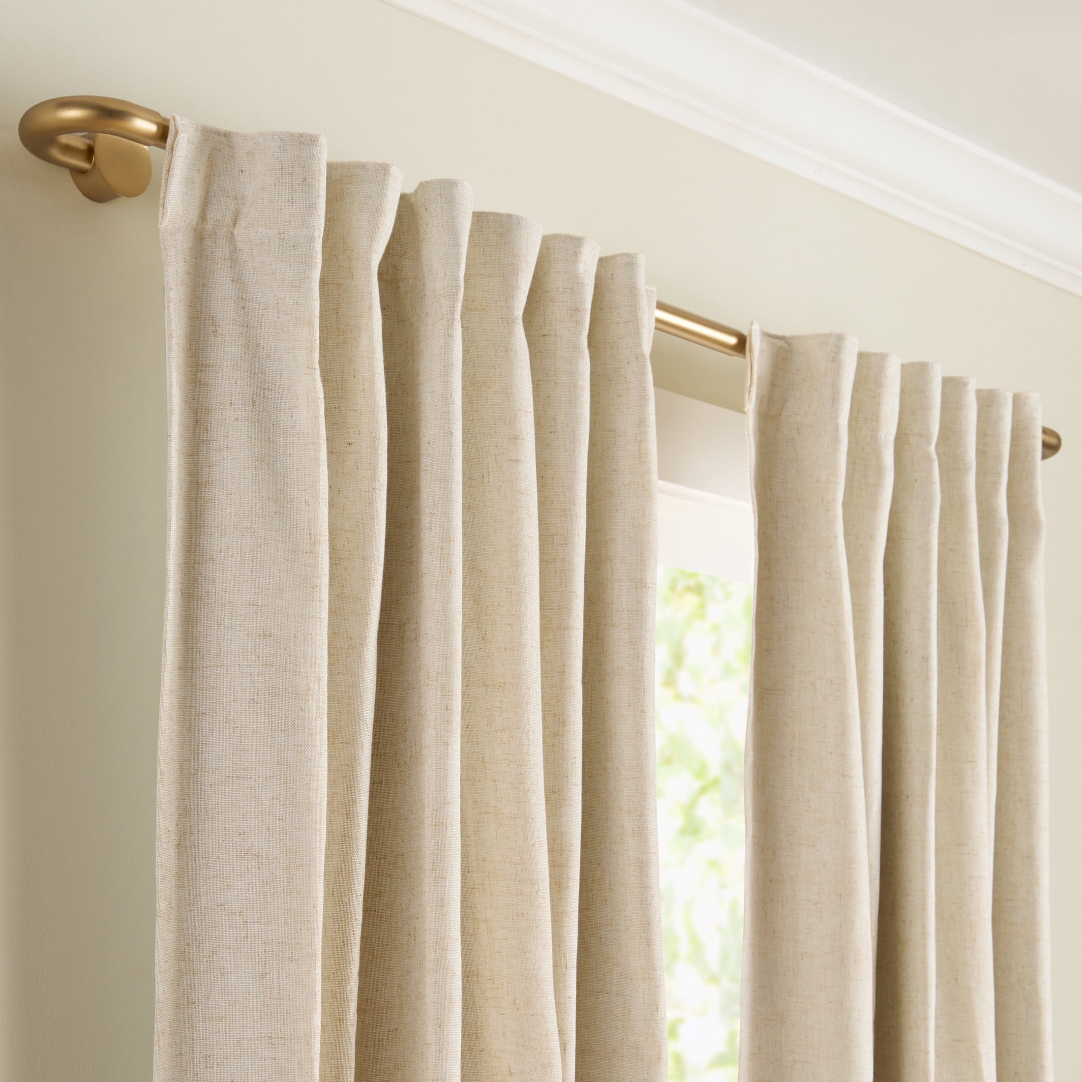 Better Homes & Gardens 1" Brass Swooping Adjustable Single Curtain Rod, 32-120"