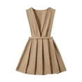 thumbnail image 6 of School Uniform Dresses Girls Pleated V Neck Casual Jumper Ruffle Sleeveless Cute Overall Dress Khaki, Size 2 Y, 6 of 7