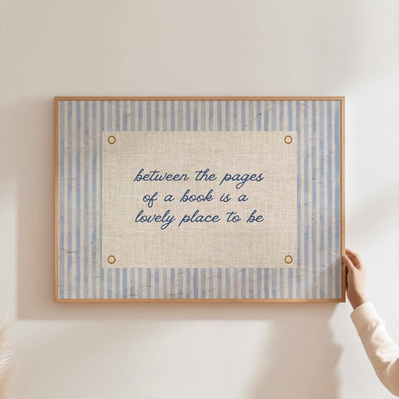 Neutral Vintage Striped Book Lover Quote Nursery Room Decor Rustic Mid Century Modern Decor Retro Poster Book Club Poster Home Decor, 8x12 UNFRAMED