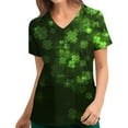 thumbnail image 2 of JGTDBPO Scrubs Top For Women V-Neck Workwear Soft Stretch Easy Care St. Patrick Print With Pocket Blouse Short Sleeve Working Uniform Tops Medical Scrub Shirts, 2 of 5