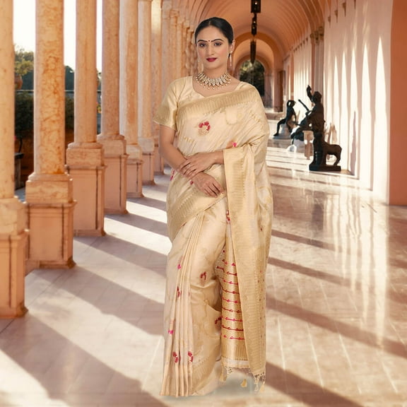 Traditional Banarasi silk sari - Cream