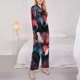 thumbnail image 3 of Lsque Red Flame Wolf Head Pattern Long Sleeve Pajama Set for Women - Soft 2-Piece Sleepwear and Loungewear Set with Pockets, Comfy Nightwear-X-Large, 3 of 7